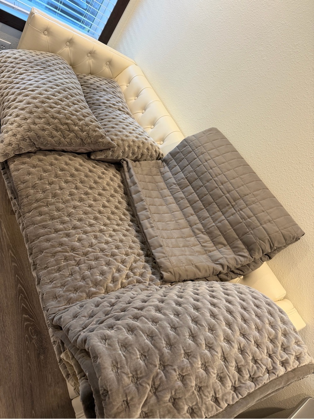 Plush Quilted Throw Blanket - Taupe Comfort